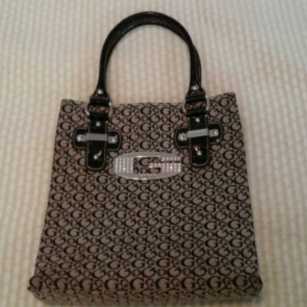 Guess Signatures Canvas Black/Gray Tote Bag